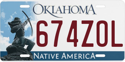 OK license plate 674ZOL