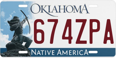 OK license plate 674ZPA