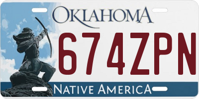 OK license plate 674ZPN