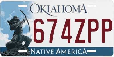 OK license plate 674ZPP
