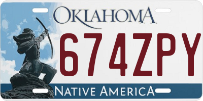 OK license plate 674ZPY