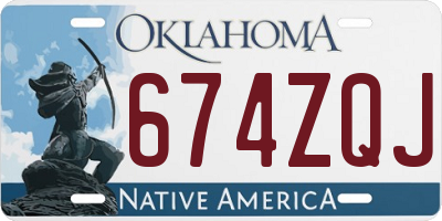 OK license plate 674ZQJ