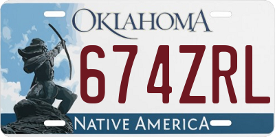 OK license plate 674ZRL