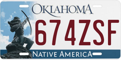 OK license plate 674ZSF
