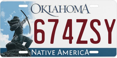 OK license plate 674ZSY