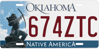 OK license plate 674ZTC