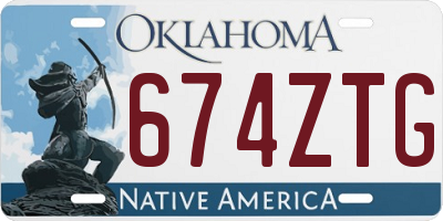 OK license plate 674ZTG