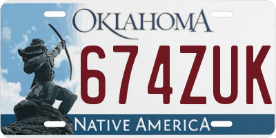 OK license plate 674ZUK