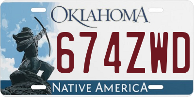 OK license plate 674ZWD
