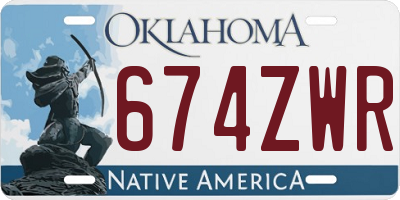 OK license plate 674ZWR