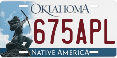 OK license plate 675APL