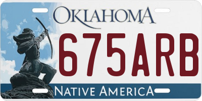 OK license plate 675ARB