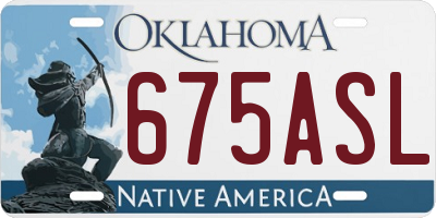 OK license plate 675ASL