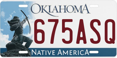 OK license plate 675ASQ
