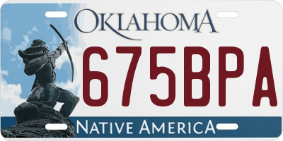 OK license plate 675BPA
