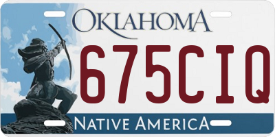 OK license plate 675CIQ