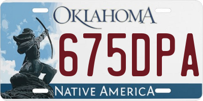 OK license plate 675DPA