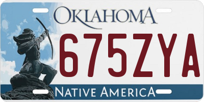 OK license plate 675ZYA