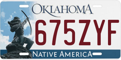 OK license plate 675ZYF