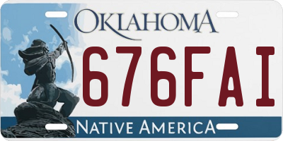 OK license plate 676FAI