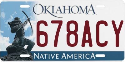OK license plate 678ACY