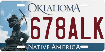 OK license plate 678ALK
