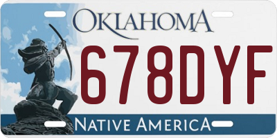 OK license plate 678DYF