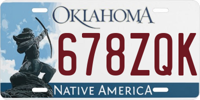 OK license plate 678ZQK