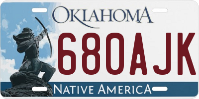 OK license plate 680AJK
