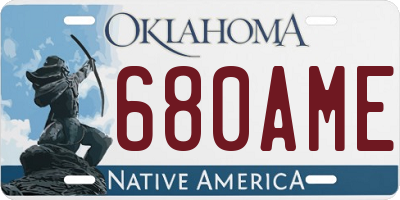 OK license plate 680AME
