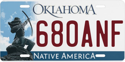 OK license plate 680ANF