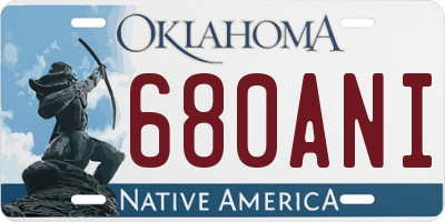 OK license plate 680ANI