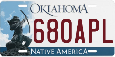 OK license plate 680APL