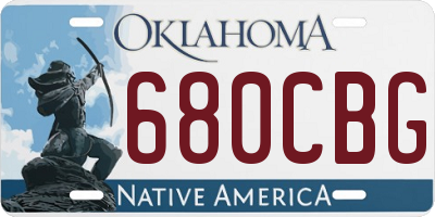 OK license plate 680CBG