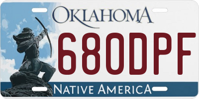 OK license plate 680DPF