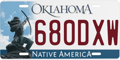 OK license plate 680DXW
