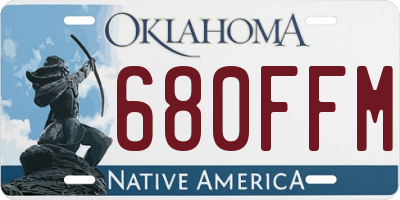 OK license plate 680FFM