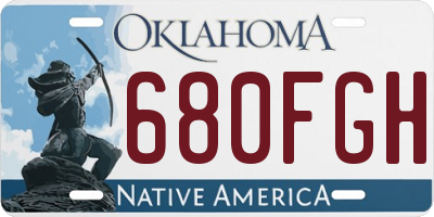 OK license plate 680FGH