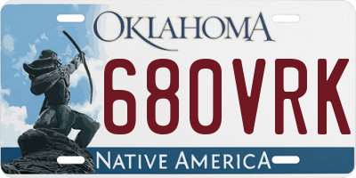 OK license plate 680VRK