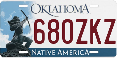 OK license plate 680ZKZ