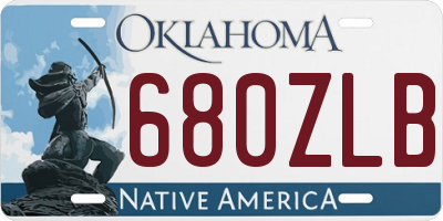 OK license plate 680ZLB