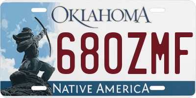 OK license plate 680ZMF