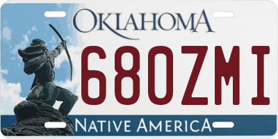 OK license plate 680ZMI