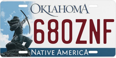 OK license plate 680ZNF