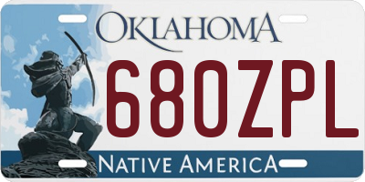OK license plate 680ZPL