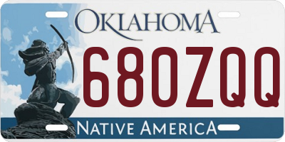 OK license plate 680ZQQ