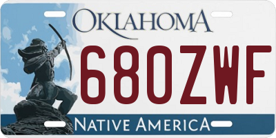OK license plate 680ZWF