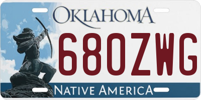 OK license plate 680ZWG