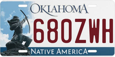 OK license plate 680ZWH