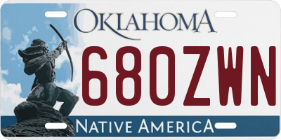 OK license plate 680ZWN